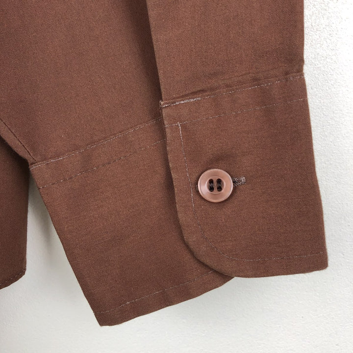 1970'S Kmart Long-Sleeve Poly-Cotton Shirt, Men's Size XL (Equivalent), Vintage polyester brown type Vintage Second Hand