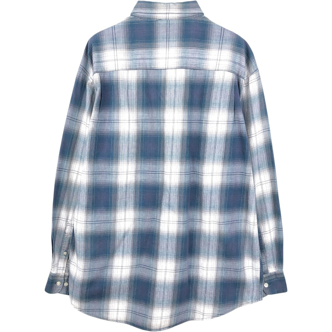 90'S GAP Old Gap Ombre Check Long Sleeve Button-Down Check Shirt Men's Size L (approx.) Vintage cotton green type Vintage Second Hand