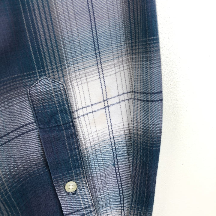 90'S GAP Old Gap Ombre Check Long Sleeve Button-Down Check Shirt Men's Size L (approx.) Vintage cotton green type Vintage Second Hand