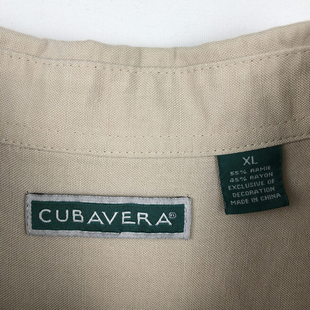CUBAVERA Long-Sleeve Mexican Shirt, Cuban Shirt, Men's Size XL (Equivalent), Boxy Shirt Lamy Beige type Vintage Second Hand