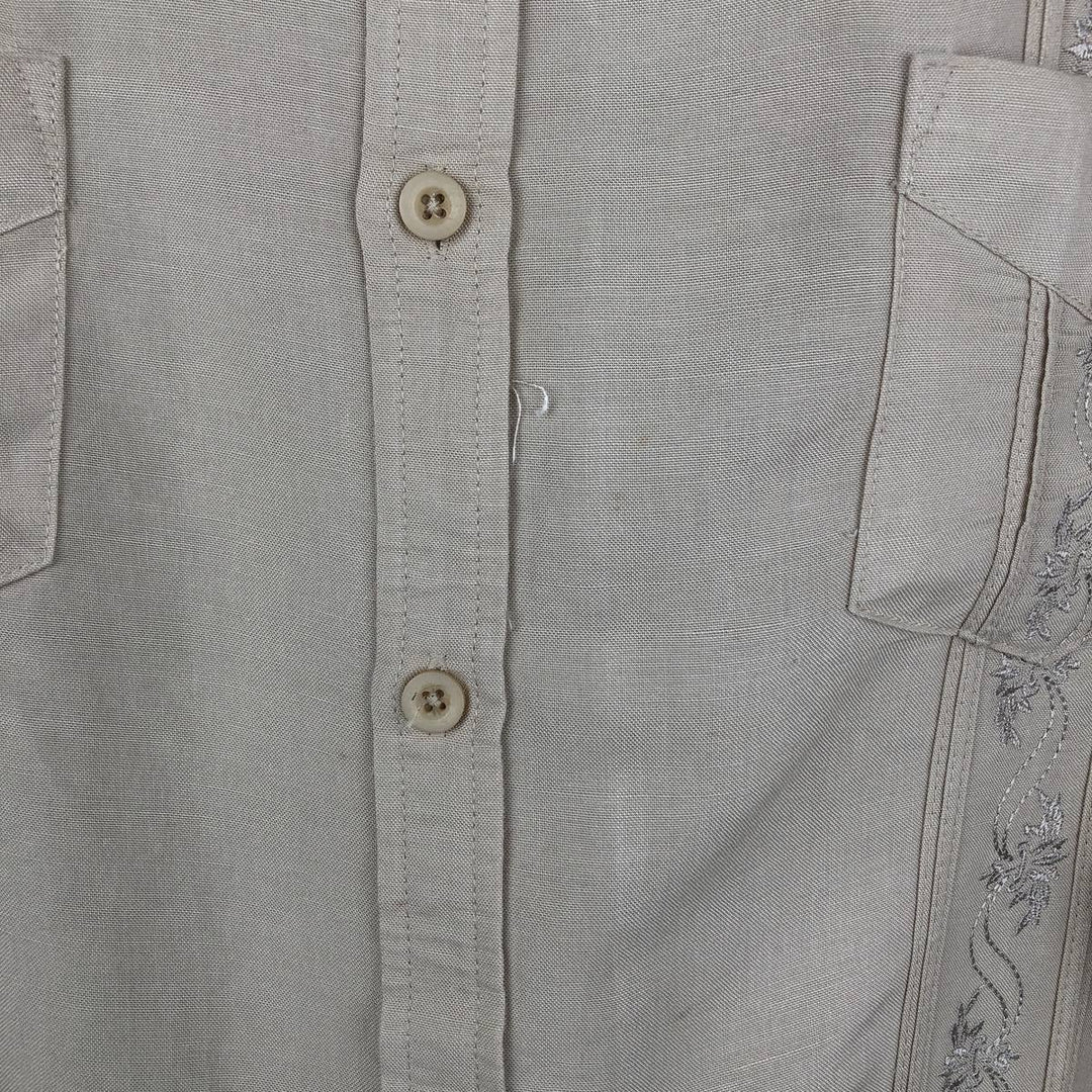 CUBAVERA Long-Sleeve Mexican Shirt, Cuban Shirt, Men's Size XL (Equivalent), Boxy Shirt Lamy Beige type Vintage Second Hand