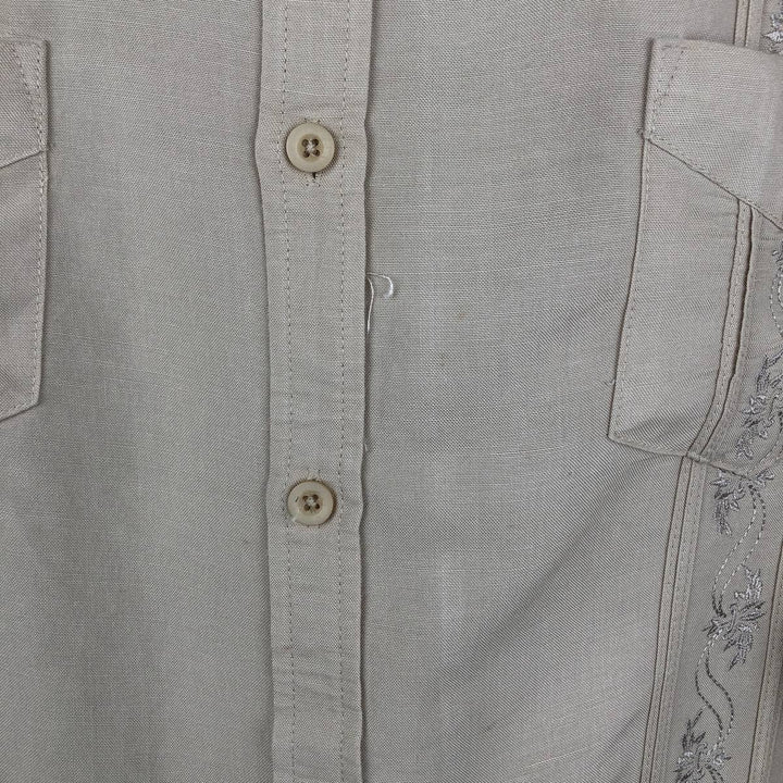 CUBAVERA Long-Sleeve Mexican Shirt, Cuban Shirt, Men's Size XL (Equivalent), Boxy Shirt Lamy Beige type Vintage Second Hand