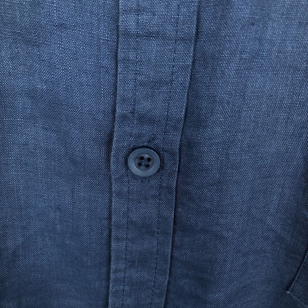 CUBAVERA Long-Sleeve Mexican Shirt, Cuban Shirt, Boxy Shirt, Men's Size L (approx.) linen navy blue type Vintage Second Hand