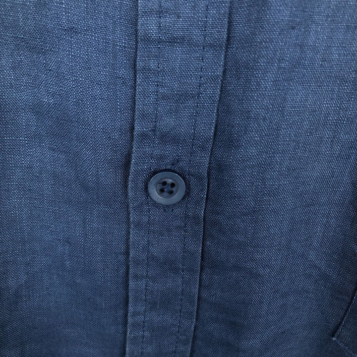 CUBAVERA Long-Sleeve Mexican Shirt, Cuban Shirt, Boxy Shirt, Men's Size L (approx.) linen navy blue type Vintage Second Hand