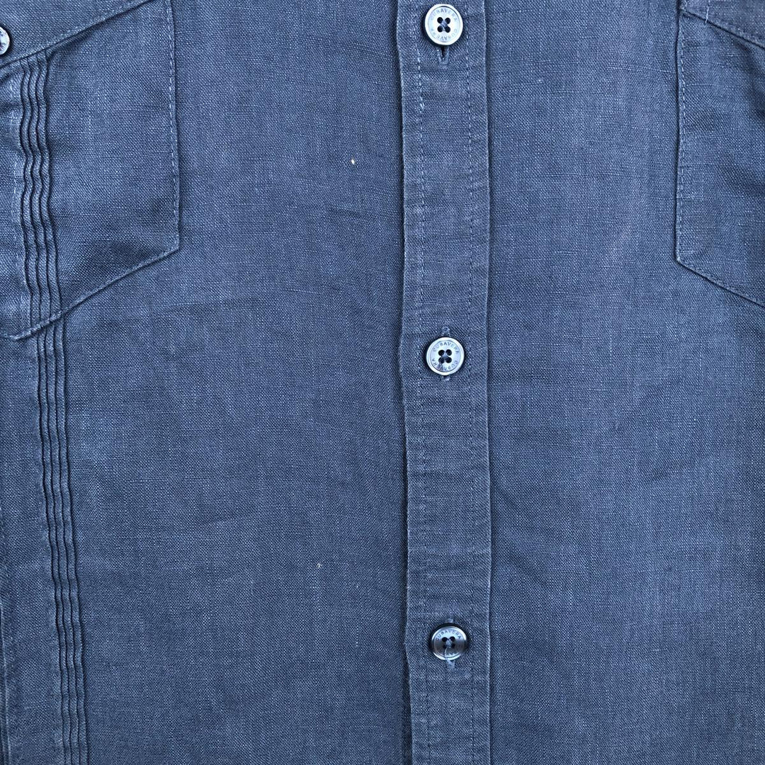 CUBAVERA Long-Sleeve Mexican Shirt, Cuban Shirt, Boxy Shirt, Men's Size XL (approx.) linen Navy blue Vintage Second Hand
