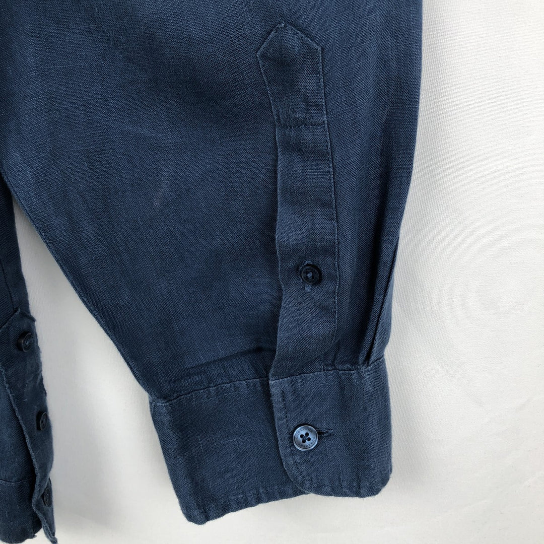 CUBAVERA Long-Sleeve Mexican Shirt, Cuban Shirt, Boxy Shirt, Men's Size XL (approx.) linen Navy blue Vintage Second Hand