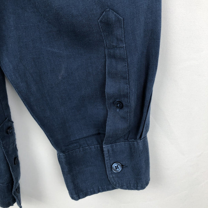 CUBAVERA Long-Sleeve Mexican Shirt, Cuban Shirt, Boxy Shirt, Men's Size XL (approx.) linen Navy blue Vintage Second Hand