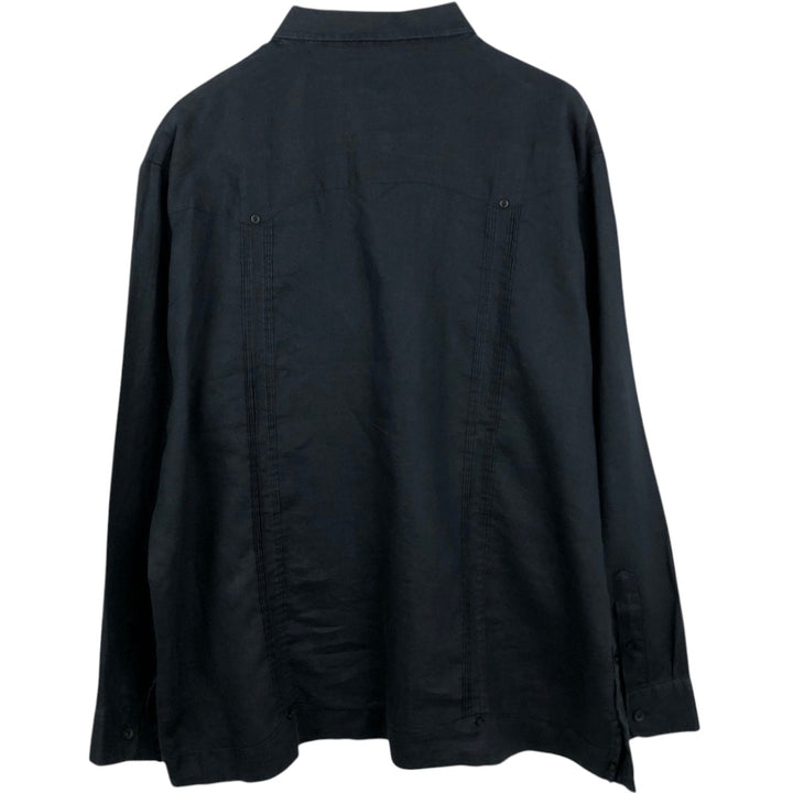 CUBAVERA Long-Sleeve Mexican Shirt, Cuban Shirt, Boxy Shirt, Men's Size L (approx.) linen black type Vintage Second Hand