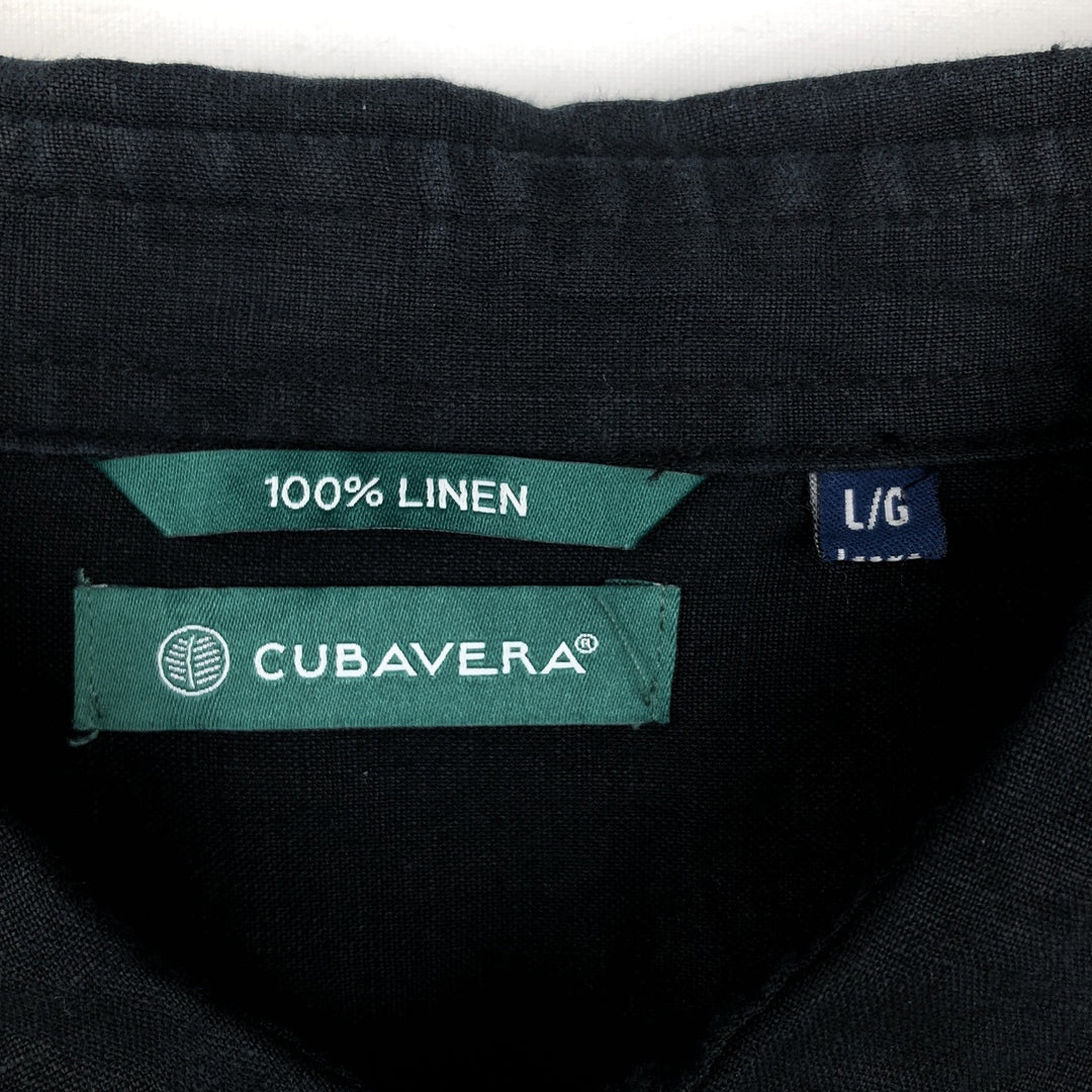 CUBAVERA Long-Sleeve Mexican Shirt, Cuban Shirt, Boxy Shirt, Men's Size L (approx.) linen black type Vintage Second Hand