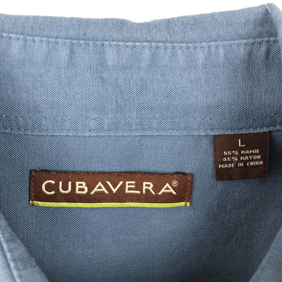 CUBAVERA Long-Sleeve Mexican Shirt, Cuban Shirt, Boxy Shirt, Men's Size L (approx.) Lamy blue type Vintage Second Hand