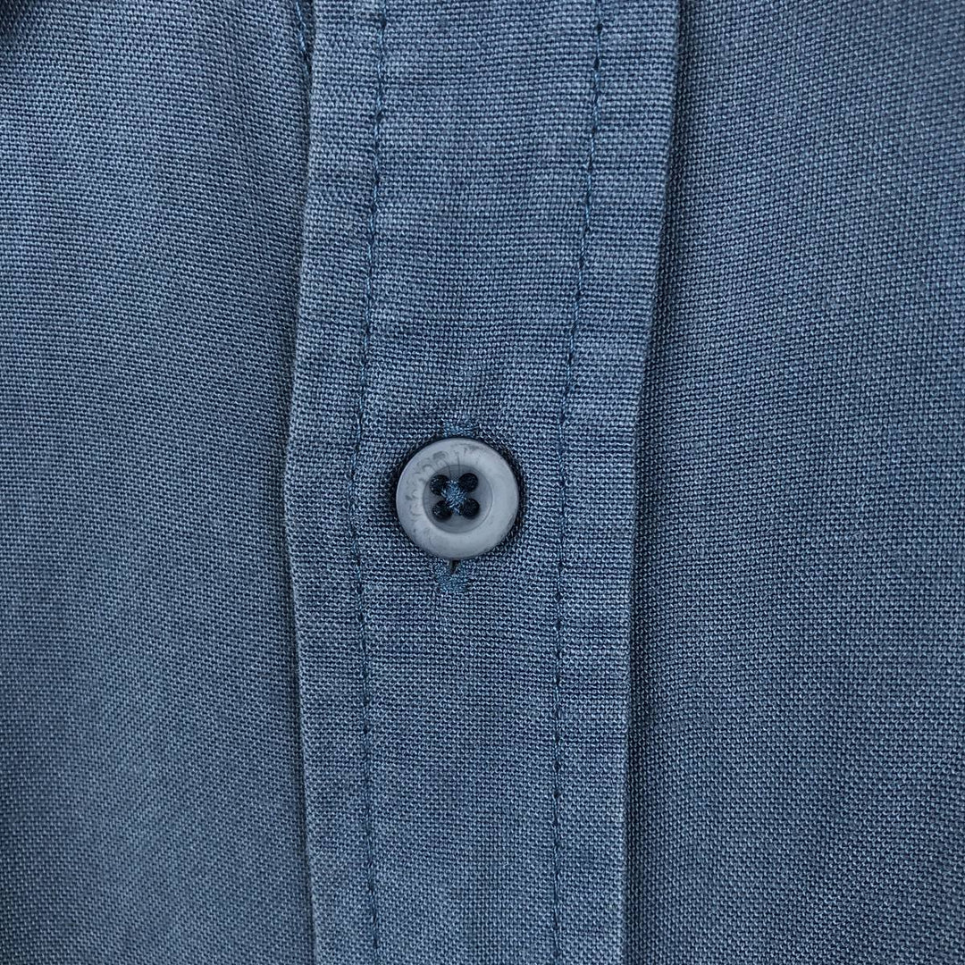 CUBAVERA Long-Sleeve Mexican Shirt, Cuban Shirt, Boxy Shirt, Men's Size L (approx.) Lamy blue type Vintage Second Hand