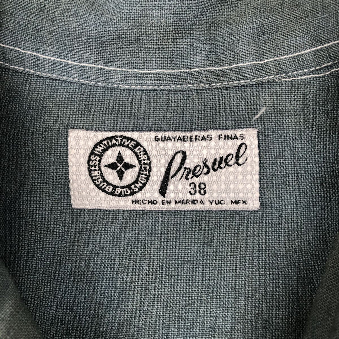 Presuel Open Collar Long Sleeve Mexican Shirt Cuban Shirt Box Shirt Men's Size S unclear Charcoal Vintage Second Hand