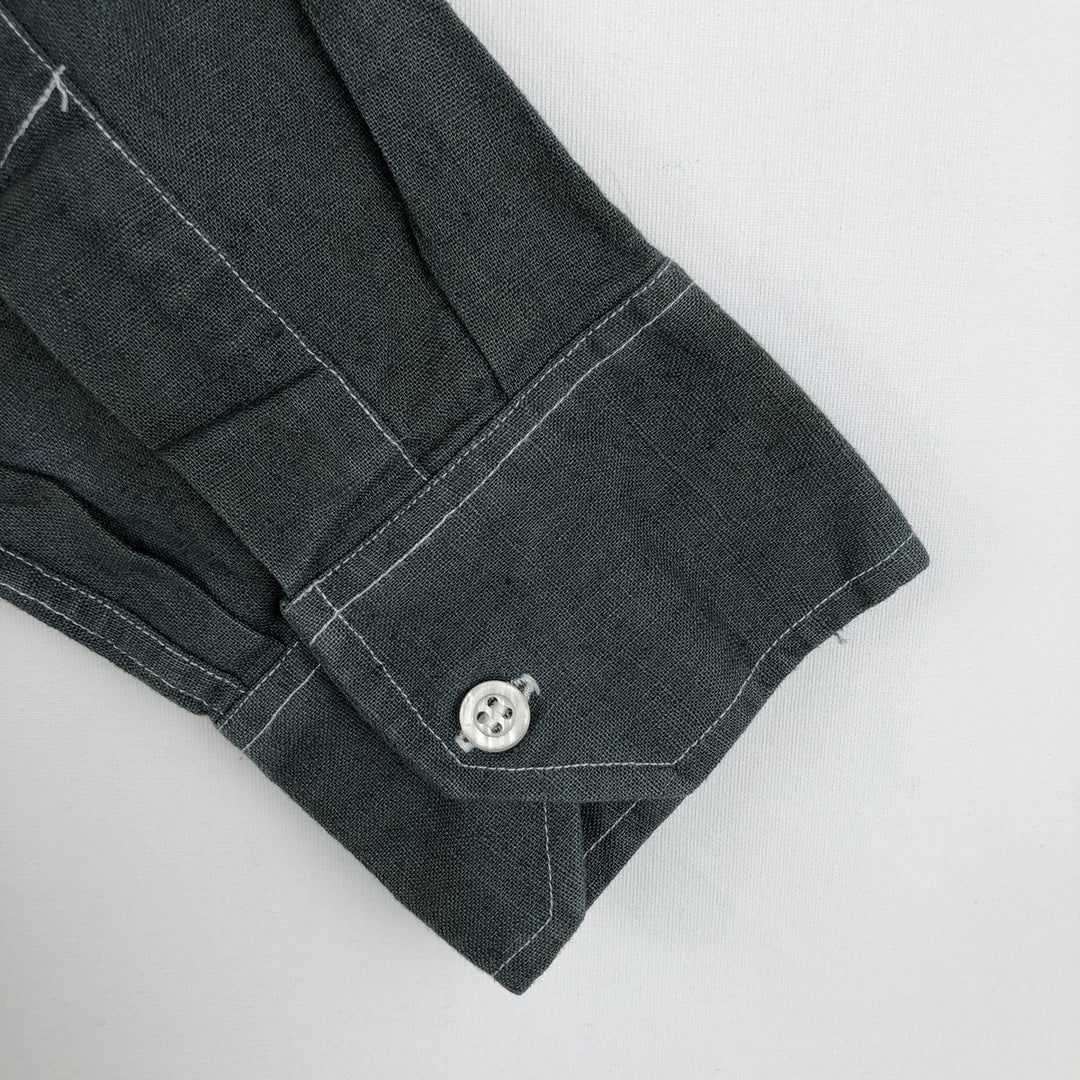 Presuel Open Collar Long Sleeve Mexican Shirt Cuban Shirt Box Shirt Men's Size S unclear Charcoal Vintage Second Hand