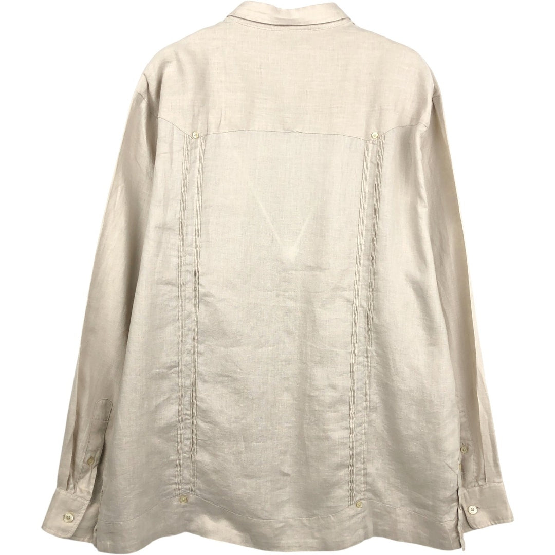 CUBAVERA Long-Sleeve Mexican Shirt, Cuban Shirt, Boxy Shirt, Men's Size XL (approx.) linen Beige type Vintage Second Hand