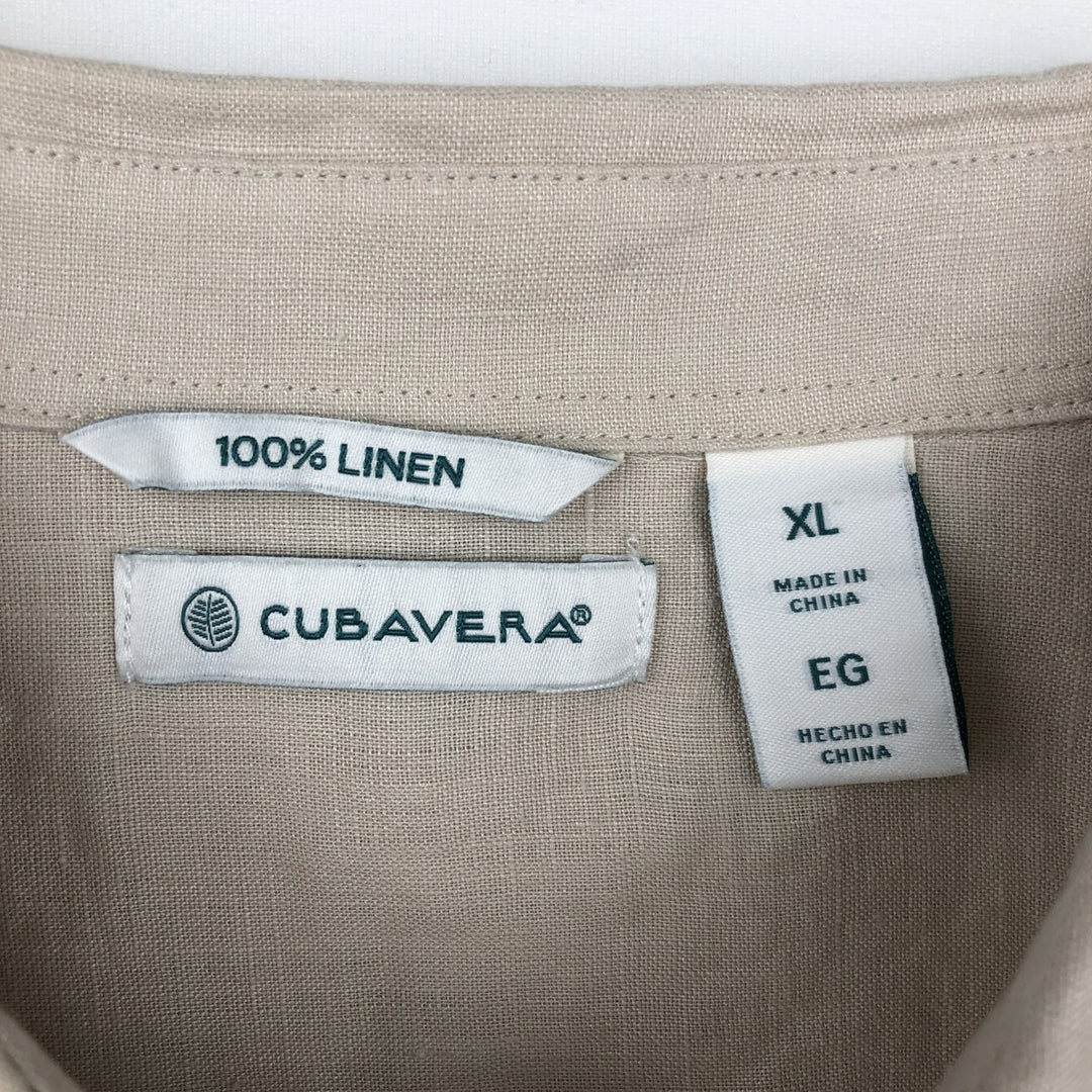 CUBAVERA Long-Sleeve Mexican Shirt, Cuban Shirt, Boxy Shirt, Men's Size XL (approx.) linen Beige type Vintage Second Hand