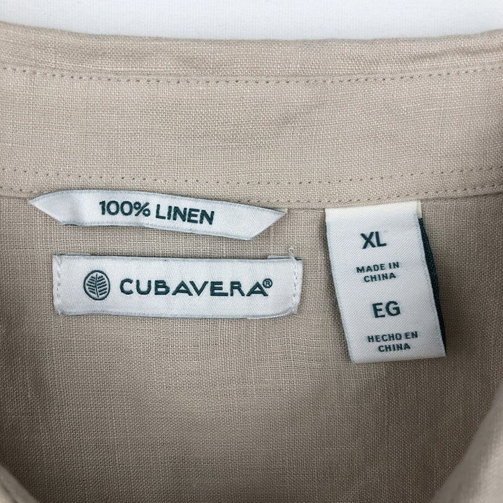 CUBAVERA Long-Sleeve Mexican Shirt, Cuban Shirt, Boxy Shirt, Men's Size XL (approx.) linen Beige type Vintage Second Hand