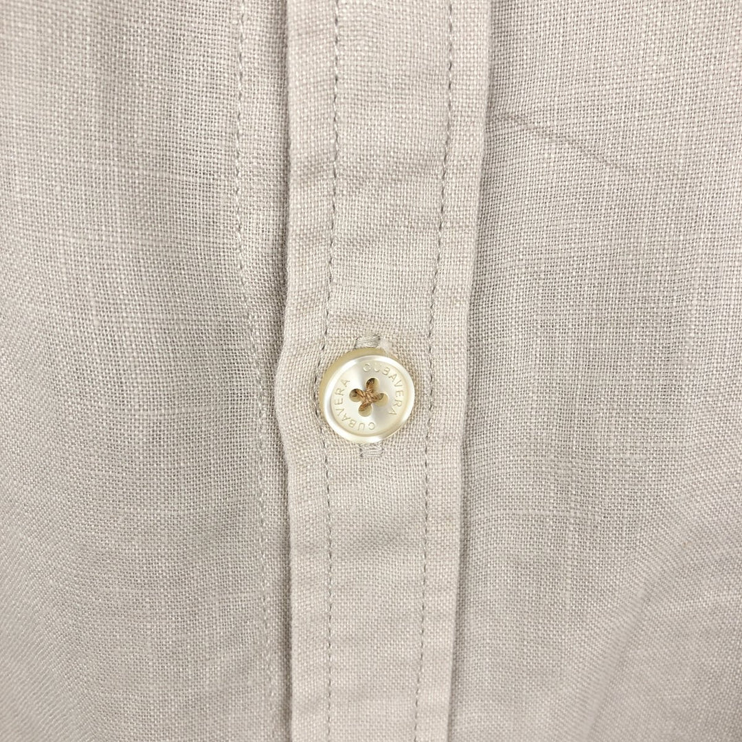 CUBAVERA Long-Sleeve Mexican Shirt, Cuban Shirt, Boxy Shirt, Men's Size XL (approx.) linen Beige type Vintage Second Hand