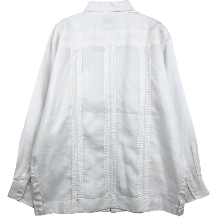 RENATO Long-Sleeve Mexican Shirt, Cuban Shirt, Boxy Shirt, Men's Size M (approx.) linen white type Vintage Second Hand