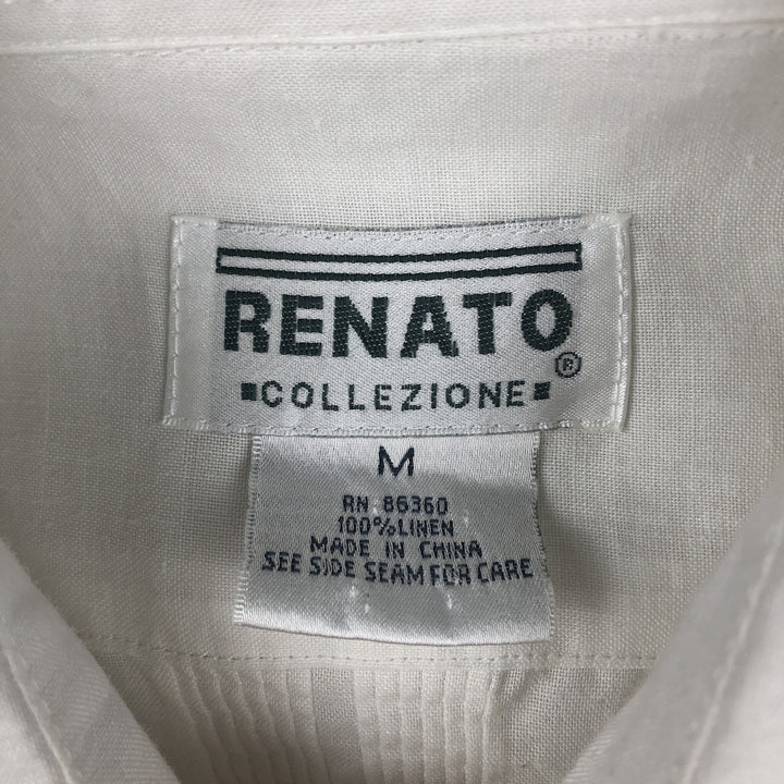 RENATO Long-Sleeve Mexican Shirt, Cuban Shirt, Boxy Shirt, Men's Size M (approx.) linen white type Vintage Second Hand