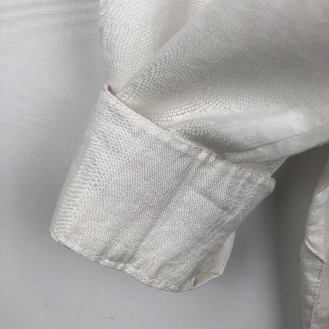 RENATO Long-Sleeve Mexican Shirt, Cuban Shirt, Boxy Shirt, Men's Size M (approx.) linen white type Vintage Second Hand