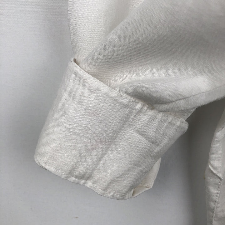 RENATO Long-Sleeve Mexican Shirt, Cuban Shirt, Boxy Shirt, Men's Size M (approx.) linen white type Vintage Second Hand