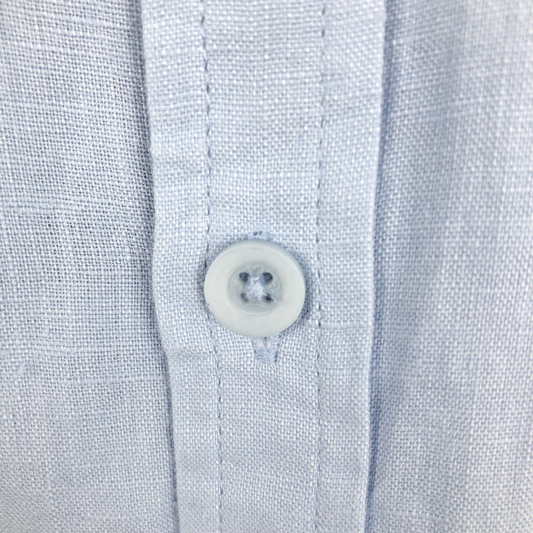 CUBAVERA Long-Sleeve Mexican Shirt, Cuban Shirt, Boxy Shirt, Men's Size XL (approx.) linen Blue type light blue Vintage Second Hand