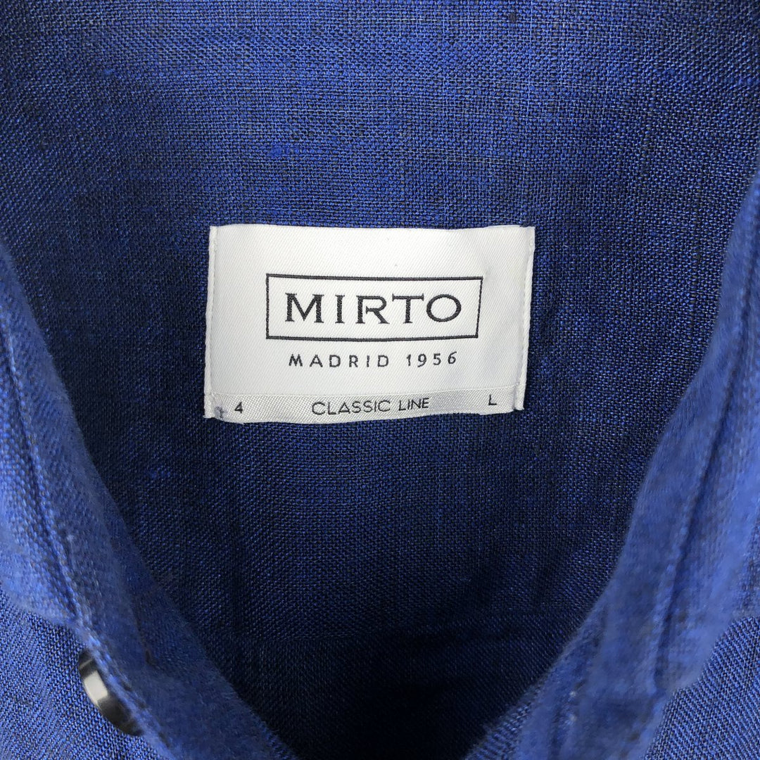 MIRTO CLASSIC LINE Long-Sleeve Mexican Shirt, Cuban Shirt, Boxy Shirt, Men's Size L (approx.) linen Navy blue Vintage Second Hand