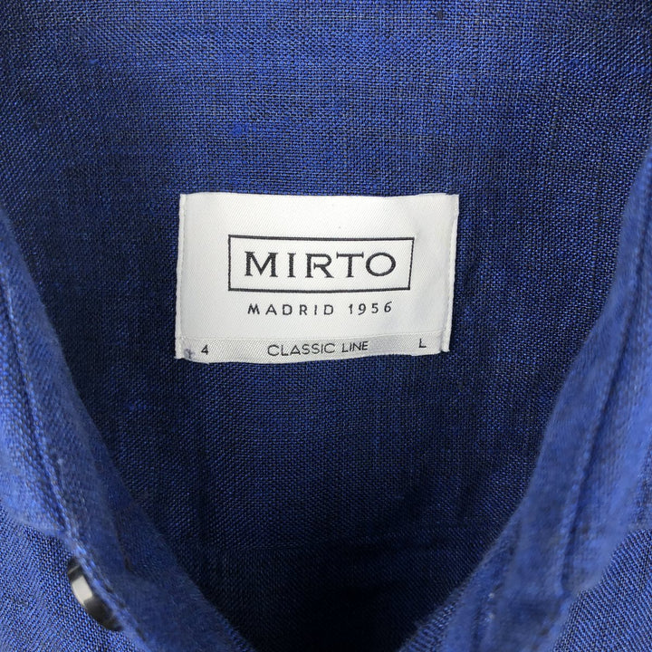 MIRTO CLASSIC LINE Long-Sleeve Mexican Shirt, Cuban Shirt, Boxy Shirt, Men's Size L (approx.) linen Navy blue Vintage Second Hand
