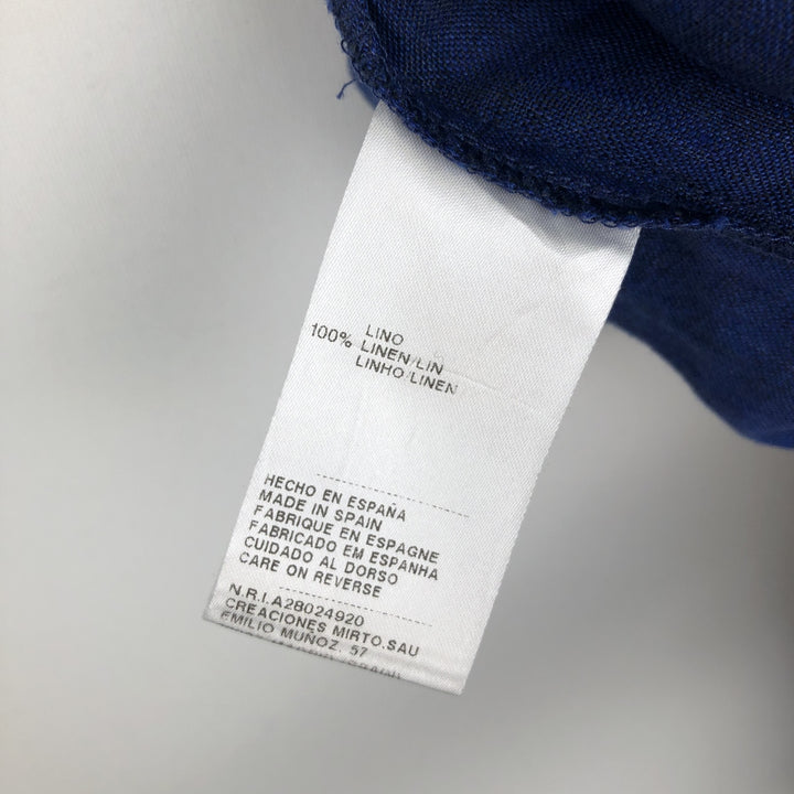 MIRTO CLASSIC LINE Long-Sleeve Mexican Shirt, Cuban Shirt, Boxy Shirt, Men's Size L (approx.) linen Navy blue Vintage Second Hand
