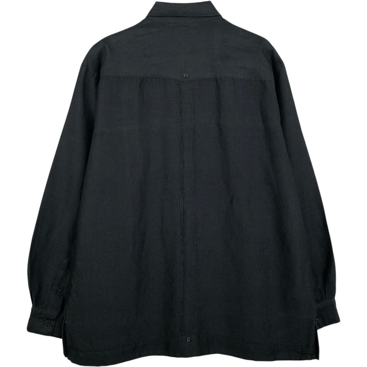 FOLIO Long-Sleeve Mexican Shirt, Cuban Shirt, Boxy Shirt, Men's Size XL linen black type Vintage Second Hand