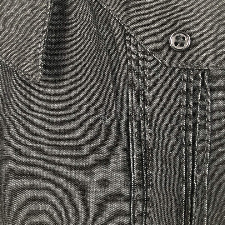 FOLIO Long-Sleeve Mexican Shirt, Cuban Shirt, Boxy Shirt, Men's Size XL linen black type Vintage Second Hand