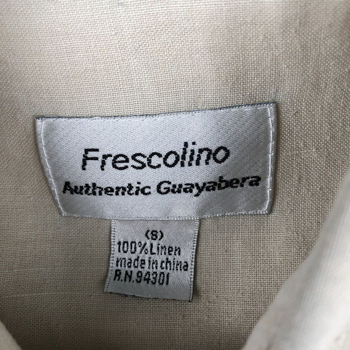Frescolino Long-Sleeve Mexican Shirt, Cuban Shirt, Boxy Shirt, Men's Size S (approx.) linen unbleached Vintage Second Hand