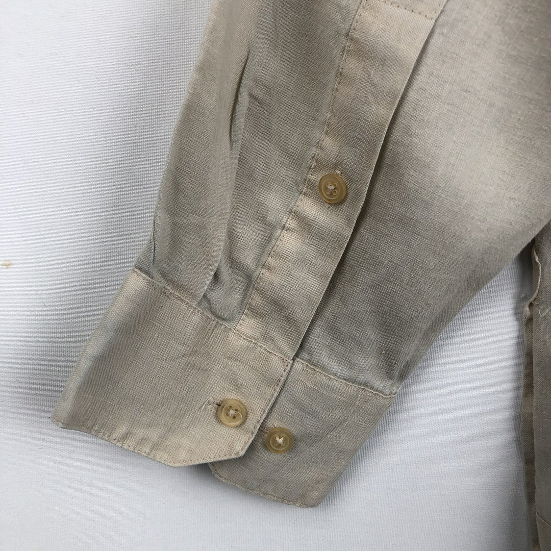 Frescolino Long-Sleeve Mexican Shirt, Cuban Shirt, Boxy Shirt, Men's Size S (approx.) linen unbleached Vintage Second Hand