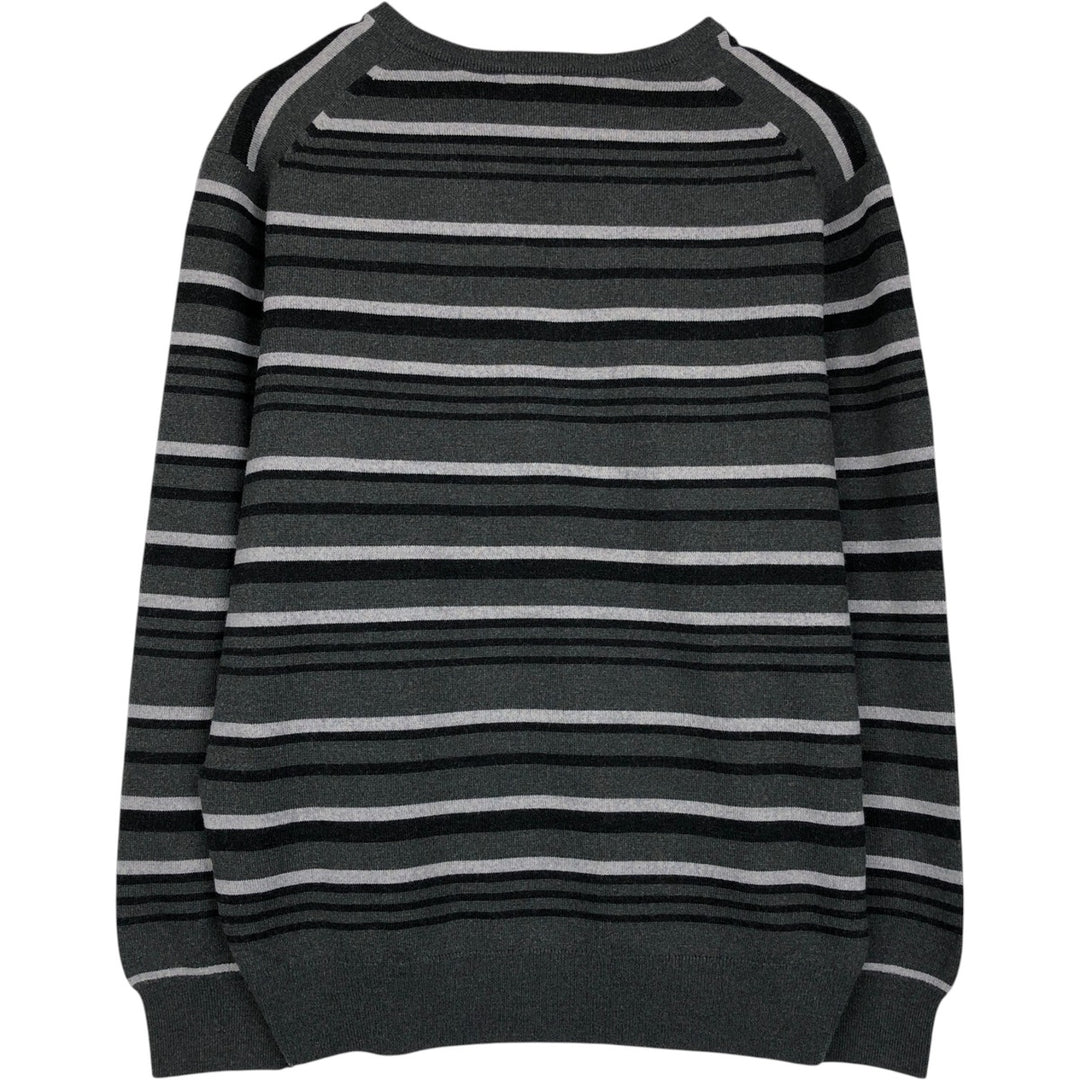 Pierre Cardin striped pattern V-neck acrylic x wool knit sweater, men's size L (approx.) wool gray type Vintage Second Hand
