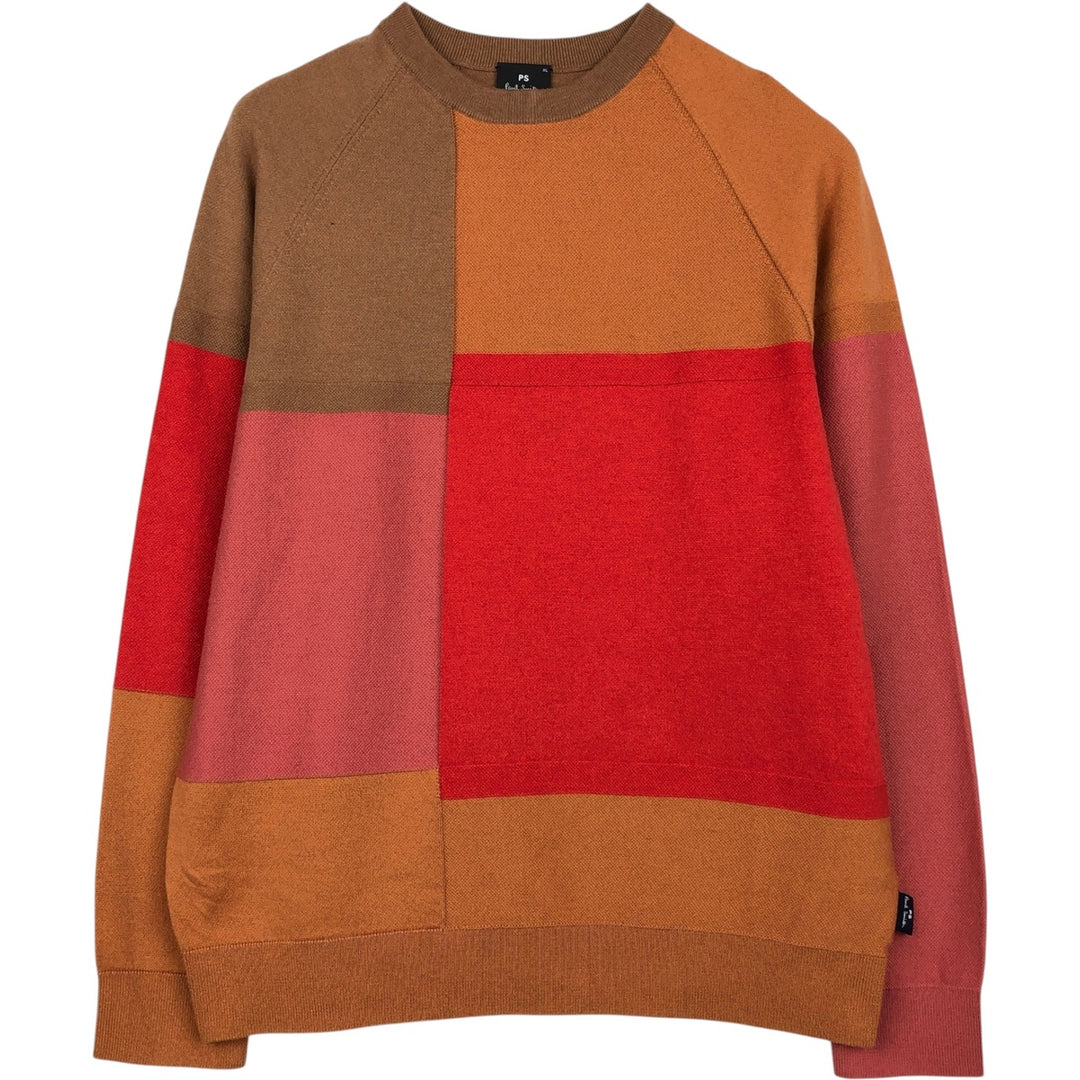 Paul Smith PS Crazy Pattern Cotton x Merino Wool Knit Sweater, Men's Size XL (approx.) Merino wool red type Vintage Second Hand