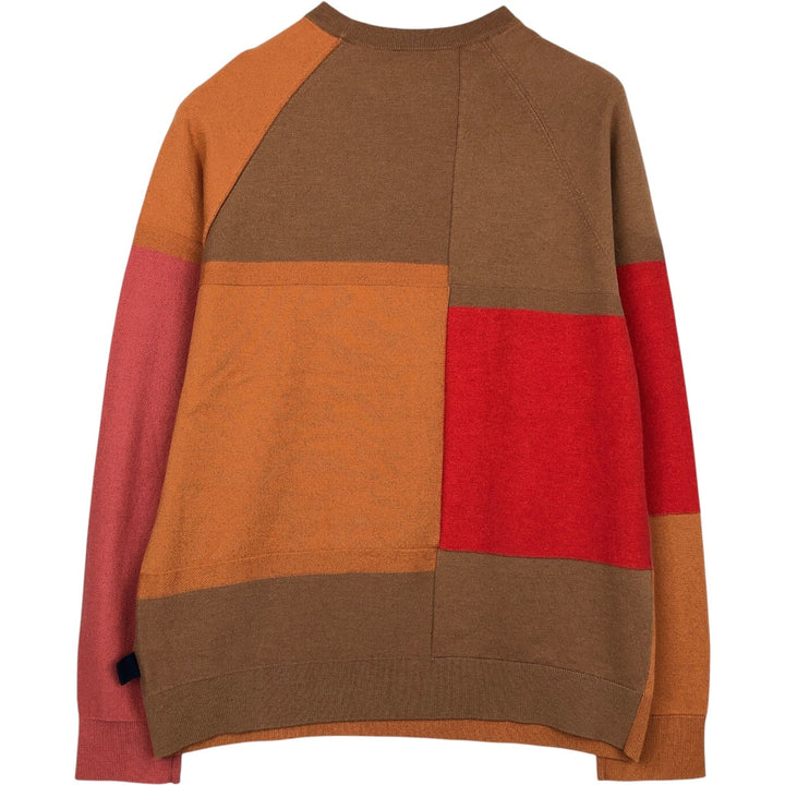 Paul Smith PS Crazy Pattern Cotton x Merino Wool Knit Sweater, Men's Size XL (approx.) Merino wool red type Vintage Second Hand