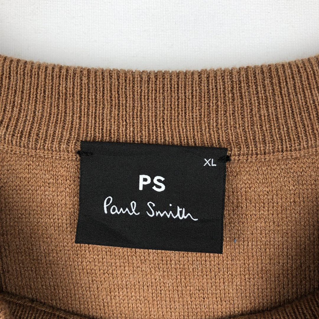 Paul Smith PS Crazy Pattern Cotton x Merino Wool Knit Sweater, Men's Size XL (approx.) Merino wool red type Vintage Second Hand