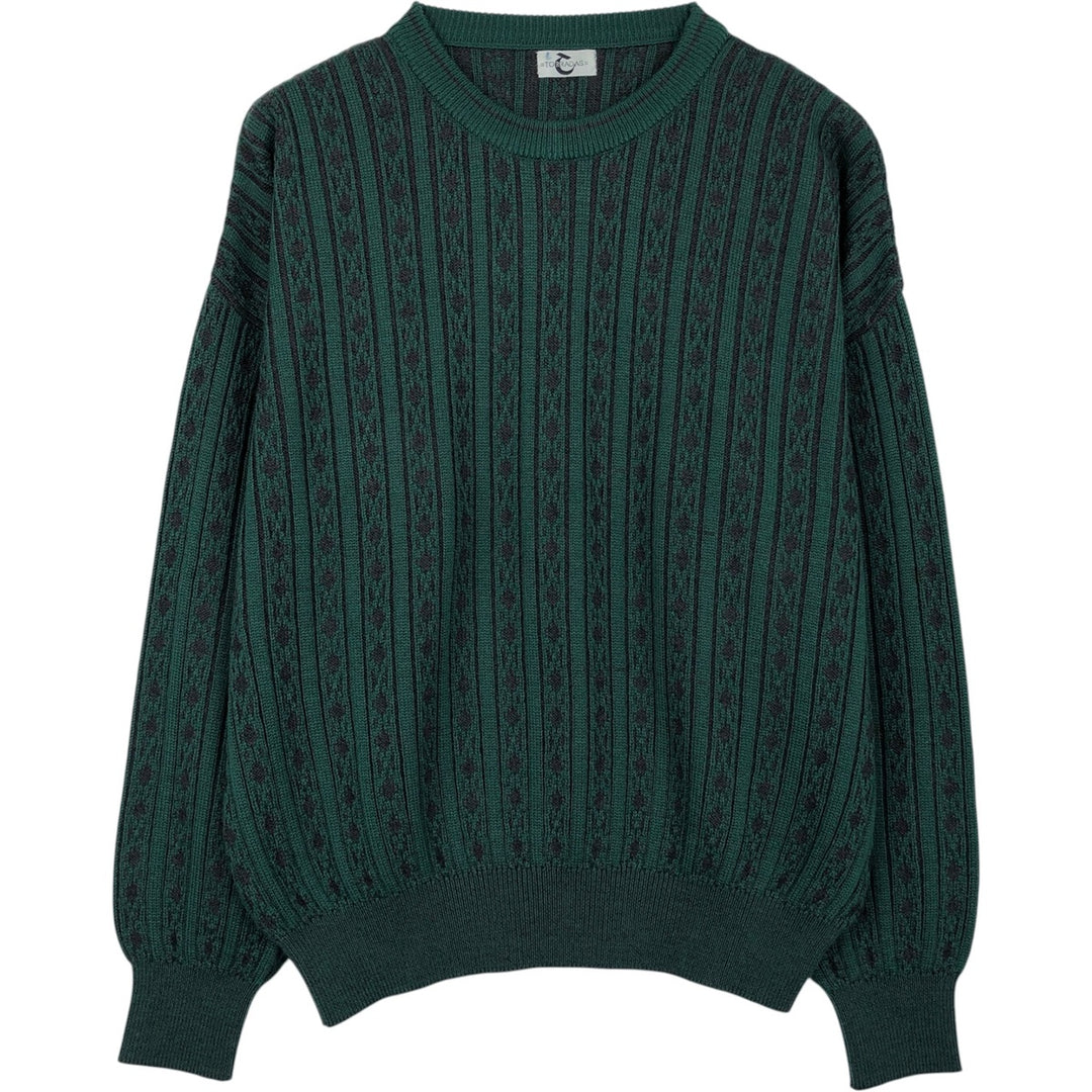 TORRADAS All-over Stripe Pattern Rib-Knit Wool Sweater, Men's XL (approx.) wool gray type Vintage Second Hand