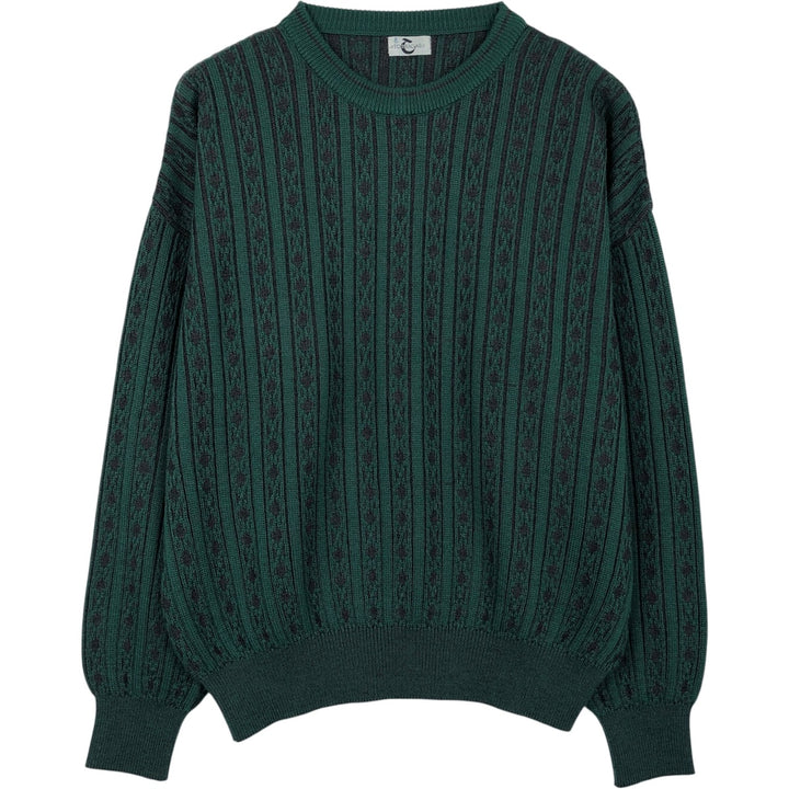 TORRADAS All-over Stripe Pattern Rib-Knit Wool Sweater, Men's XL (approx.) wool gray type Vintage Second Hand