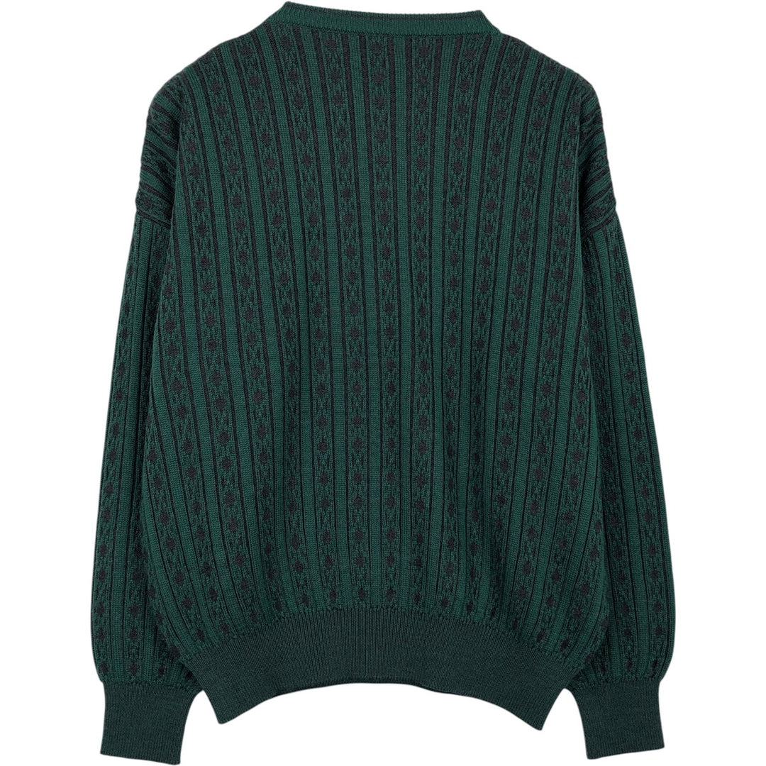 TORRADAS All-over Stripe Pattern Rib-Knit Wool Sweater, Men's XL (approx.) wool gray type Vintage Second Hand
