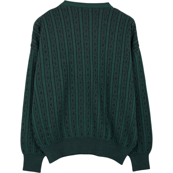 TORRADAS All-over Stripe Pattern Rib-Knit Wool Sweater, Men's XL (approx.) wool gray type Vintage Second Hand