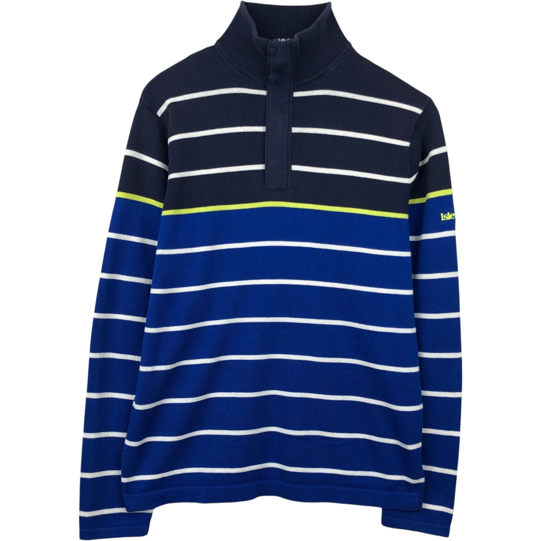 Ralph Lauren RLX (Ralph Lauren RLX) Border Pattern Cotton Knit Half-Zip Sweater, Men's Size M (approx.) cotton blue type Vintage Second Hand