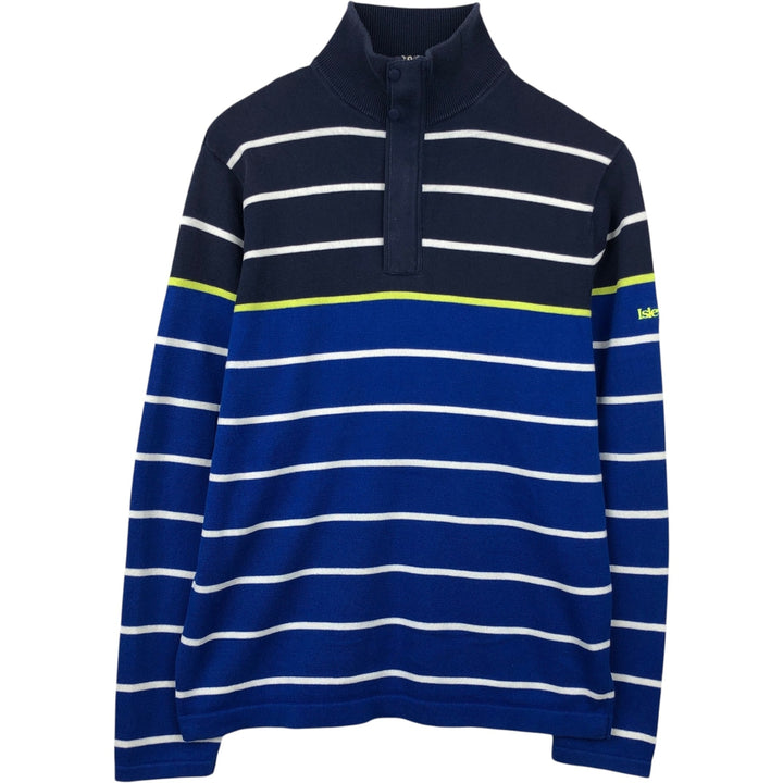 Ralph Lauren RLX (Ralph Lauren RLX) Border Pattern Cotton Knit Half-Zip Sweater, Men's Size M (approx.) cotton blue type Vintage Second Hand