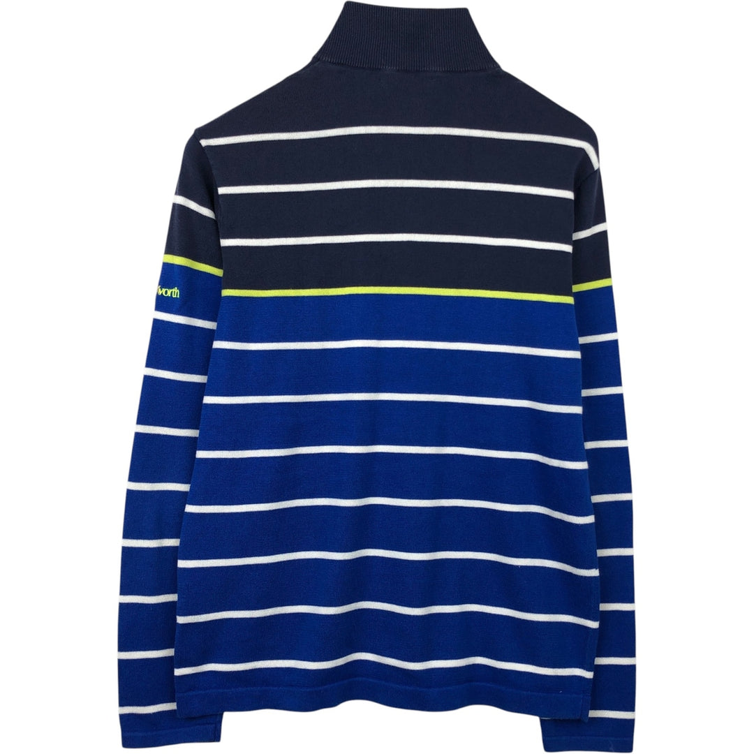 Ralph Lauren RLX (Ralph Lauren RLX) Border Pattern Cotton Knit Half-Zip Sweater, Men's Size M (approx.) cotton blue type Vintage Second Hand