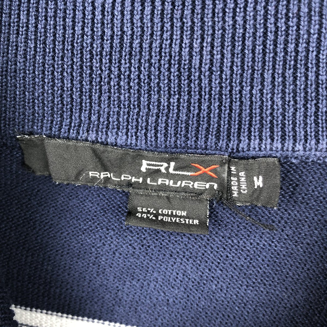 Ralph Lauren RLX (Ralph Lauren RLX) Border Pattern Cotton Knit Half-Zip Sweater, Men's Size M (approx.) cotton blue type Vintage Second Hand