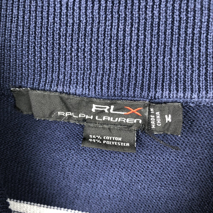 Ralph Lauren RLX (Ralph Lauren RLX) Border Pattern Cotton Knit Half-Zip Sweater, Men's Size M (approx.) cotton blue type Vintage Second Hand
