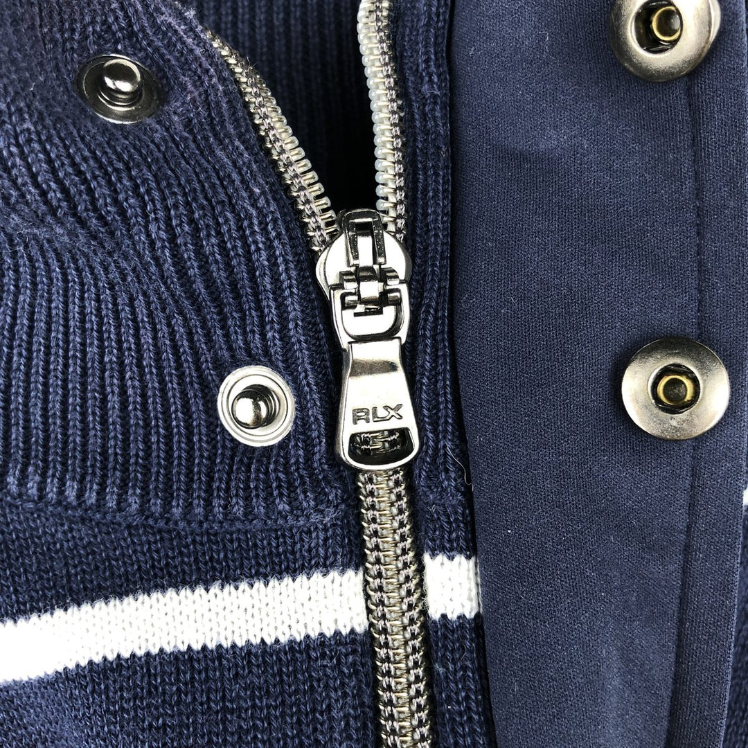 Ralph Lauren RLX (Ralph Lauren RLX) Border Pattern Cotton Knit Half-Zip Sweater, Men's Size M (approx.) cotton blue type Vintage Second Hand