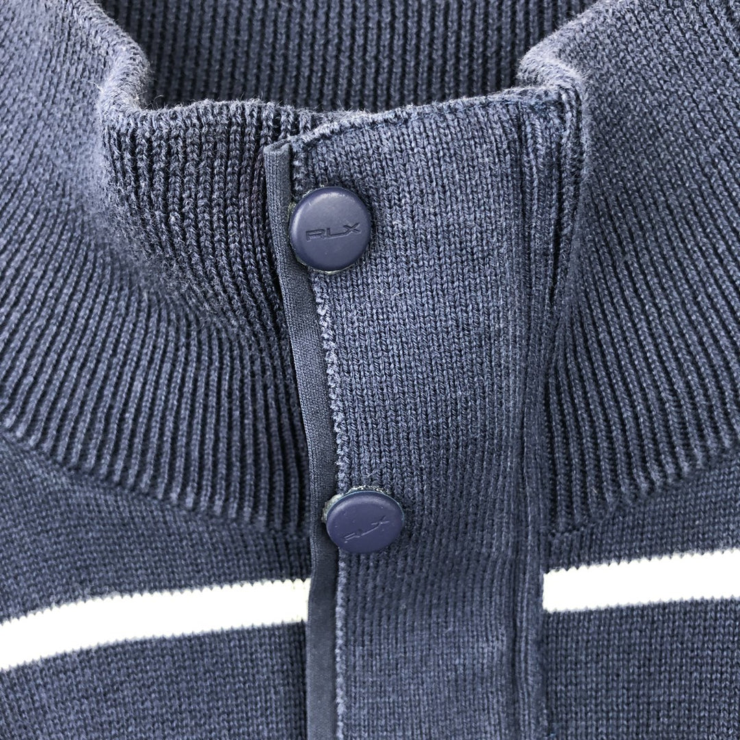 Ralph Lauren RLX (Ralph Lauren RLX) Border Pattern Cotton Knit Half-Zip Sweater, Men's Size M (approx.) cotton blue type Vintage Second Hand
