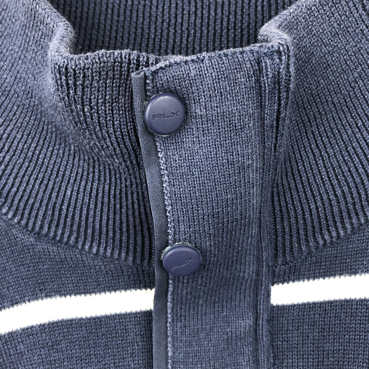 Ralph Lauren RLX (Ralph Lauren RLX) Border Pattern Cotton Knit Half-Zip Sweater, Men's Size M (approx.) cotton blue type Vintage Second Hand