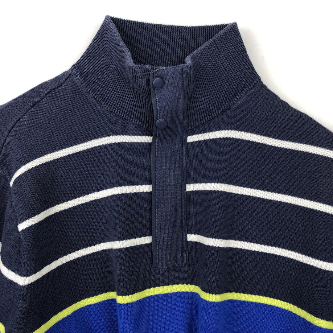 Ralph Lauren RLX (Ralph Lauren RLX) Border Pattern Cotton Knit Half-Zip Sweater, Men's Size M (approx.) cotton blue type Vintage Second Hand